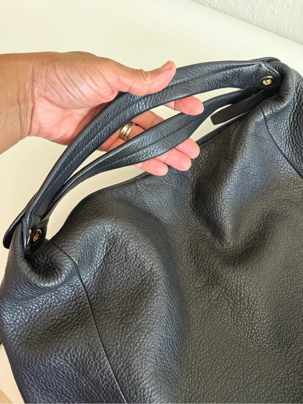 Furla Black Pebbled Leather Hobo Bag